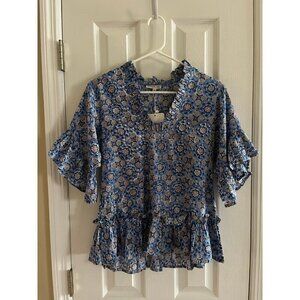 Fitzroy & Willa Patterned Blue Blouse NEW